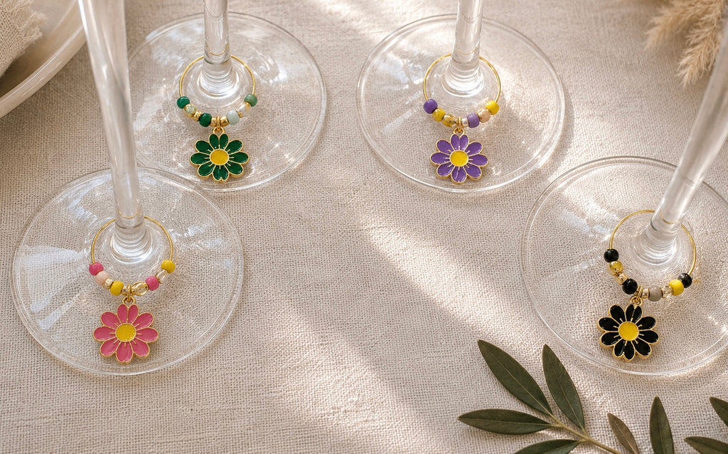 Flower Power Wine Glass Charms BESTSELLER