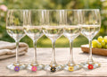 Flower Power wine glass charms set of 6 colorful beads gold-tone hoops