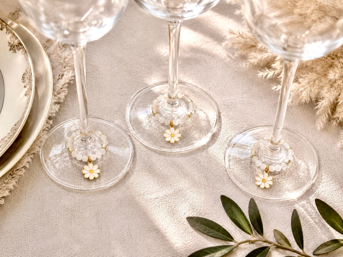 Cheery Daisy Wine Glass Charms
