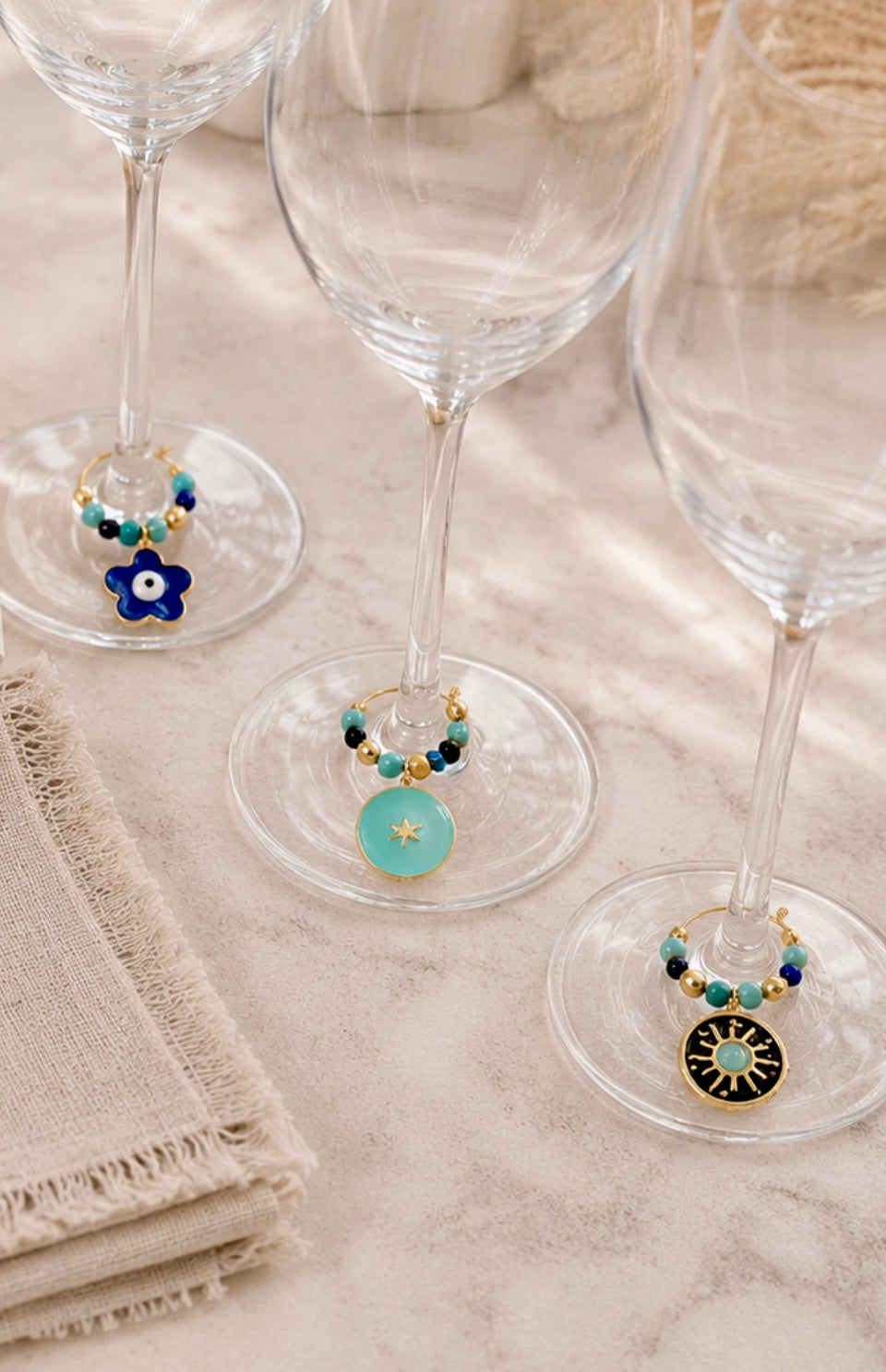 Round and Round Hamsa Wine Glass Charms