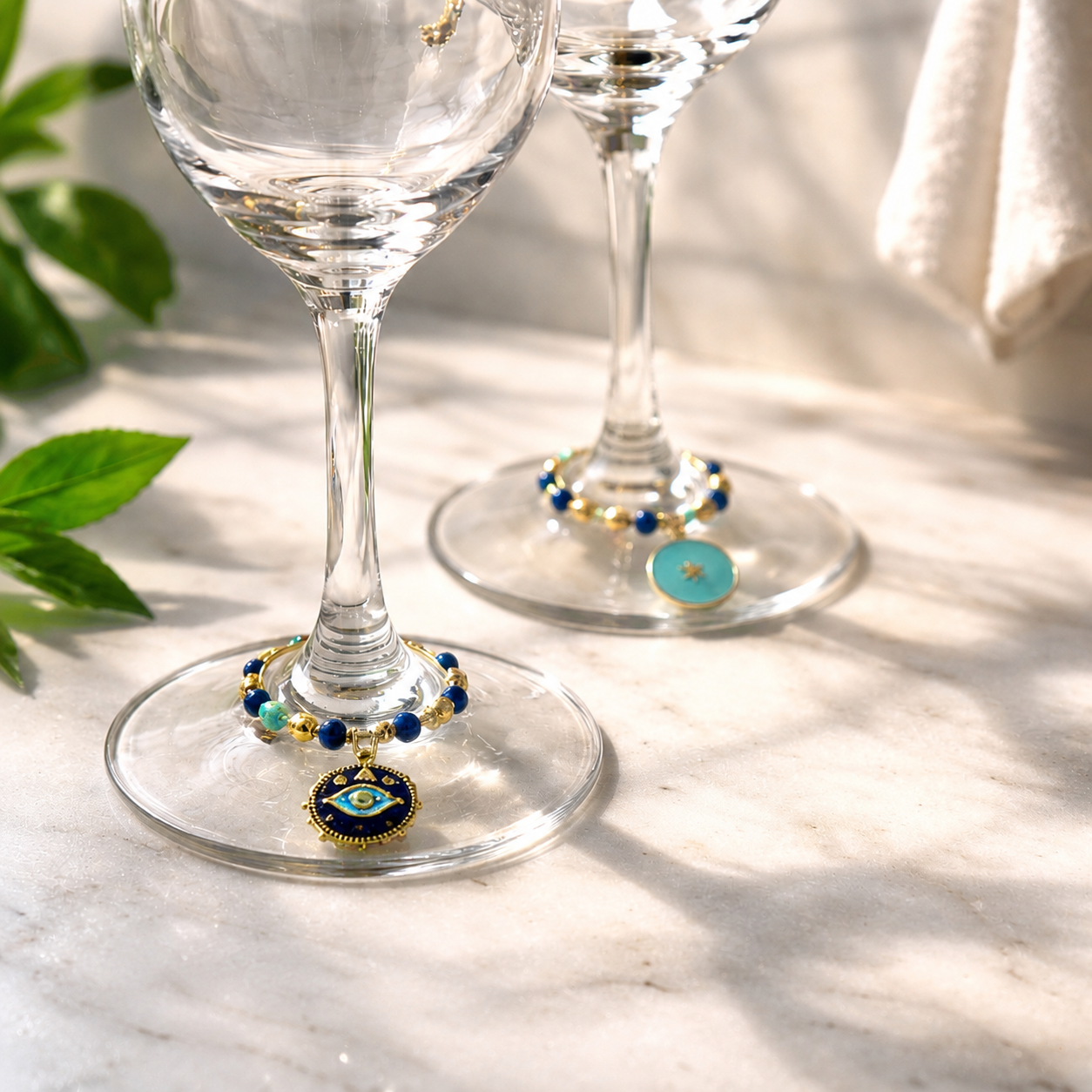Round and Round Hamsa Wine Glass Charms