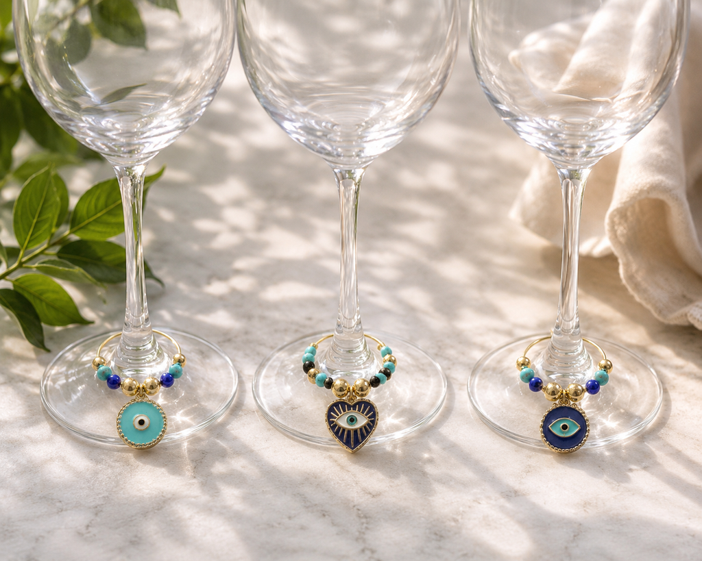 Round and Round Hamsa Wine Glass Charms