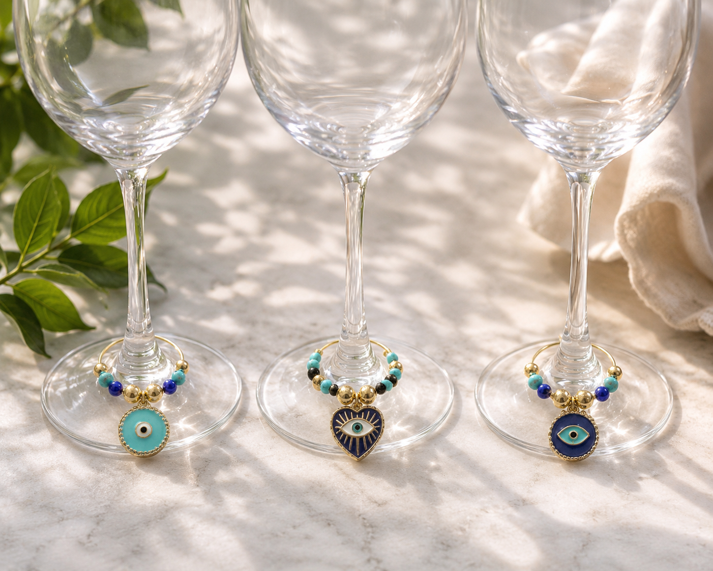 Round and Round Hamsa Wine Glass Charms