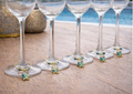 Turquoise Tide fish wine glass charms set of 6 turquoise teal beads coastal handmade