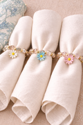 Blushing Daisy napkin rings set of 6 floral beads coordinated colors