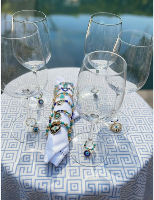 Hamsa evil eye napkin rings packaged in gift box set of 6