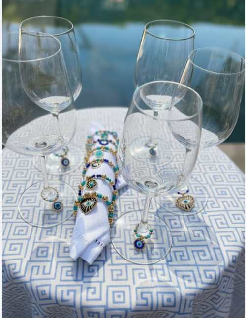 Hamsa evil eye napkin rings packaged in gift box set of 6