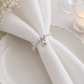 Wedding Bells napkin rings set of 10 elegant white beaded bridal table decor