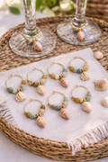 Seaside Wine Glass Charms sea shell coastal beads set of 6 handmade in Israel